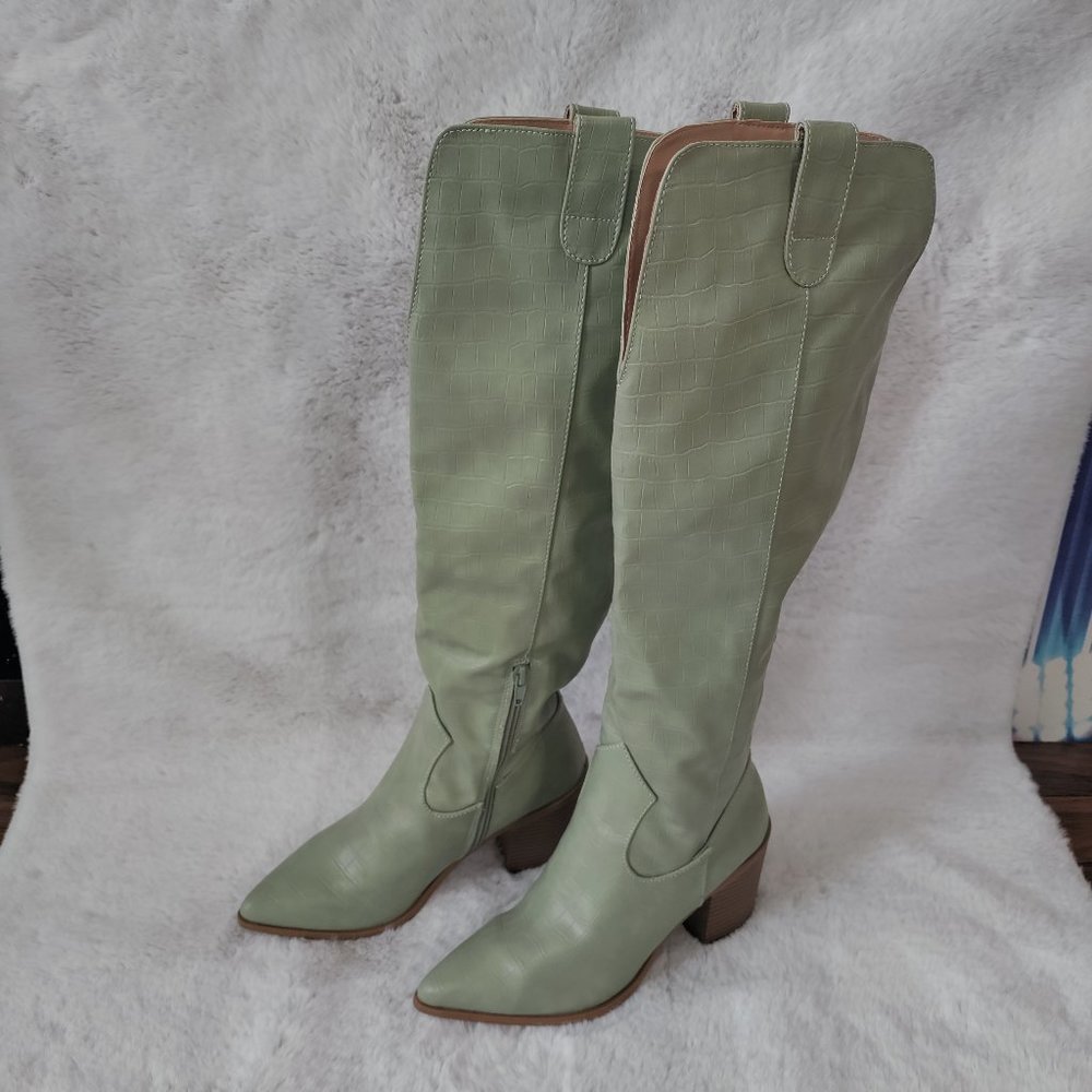 Journee Collection Women's Therese Knee High Boot Green Size 6 US